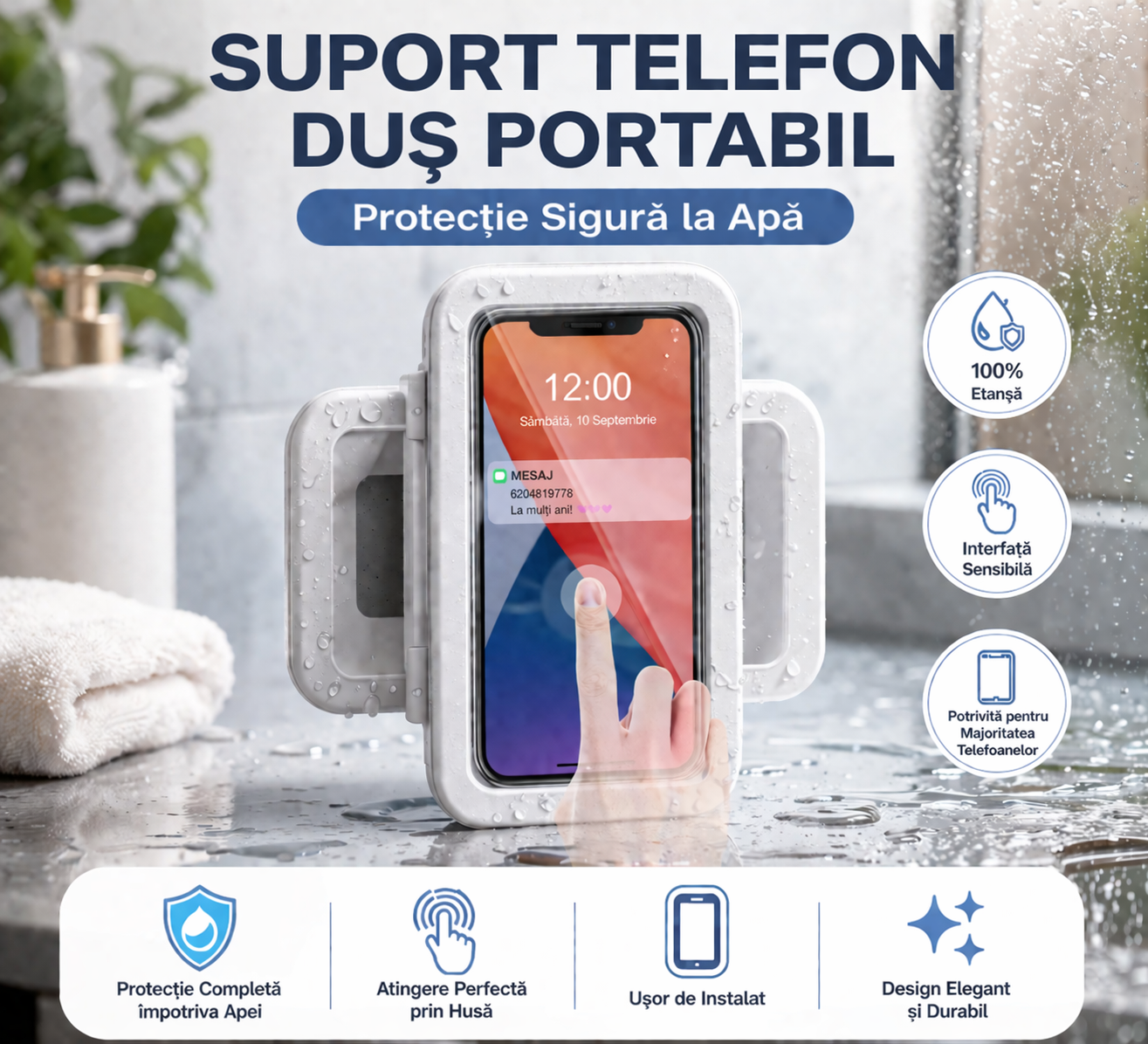 Suport Telefon Duș Confortabil